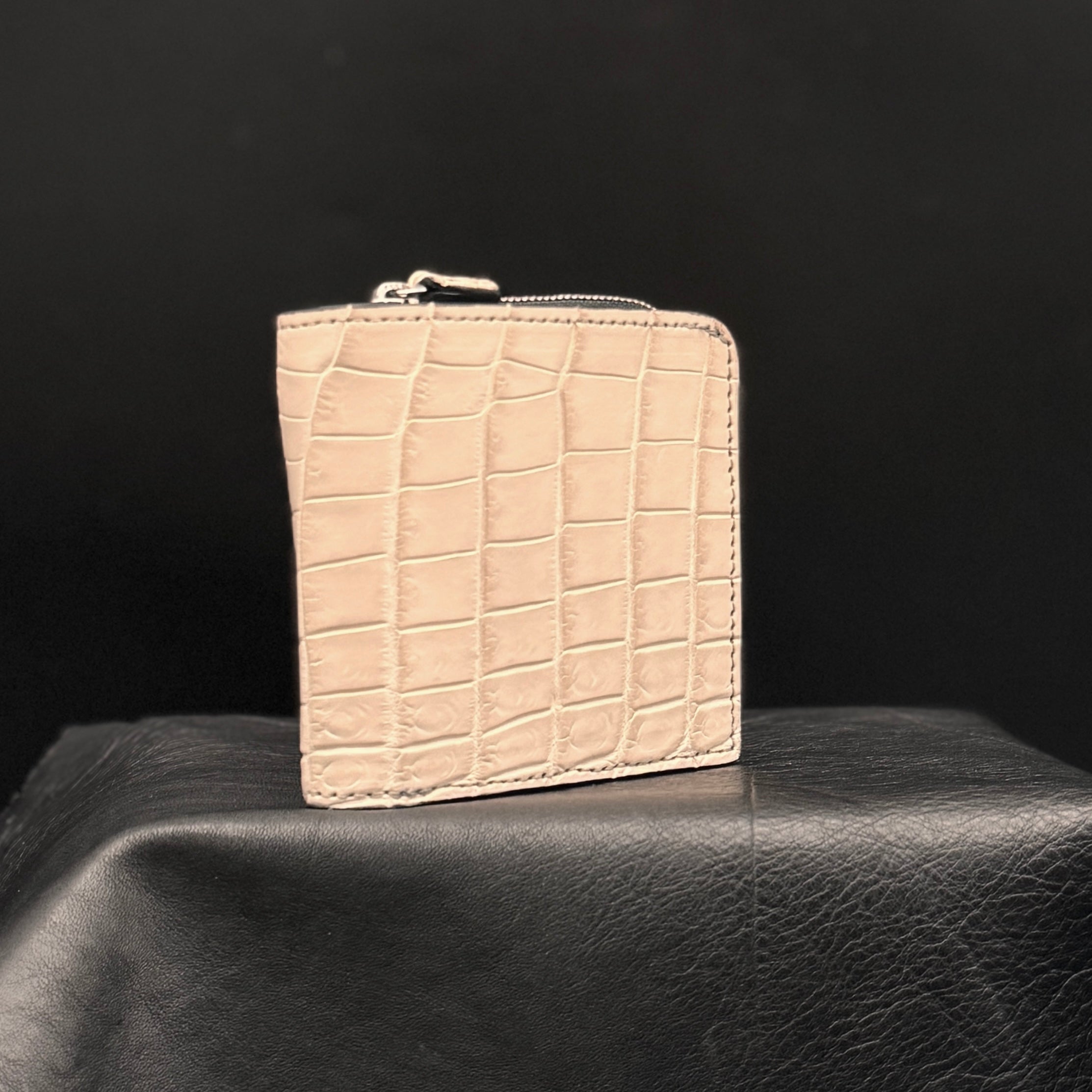 限定カラー【クロコダイル ポロサス】ワニ革ヌメ二つ折り財布スモール