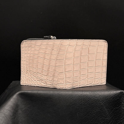 限定カラー【クロコダイル ポロサス】ワニ革ヌメ二つ折り財布スモール-Crocodile Small Wallet