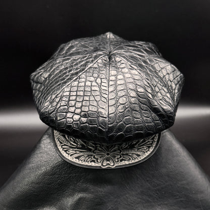 SOTOMI×ATSU CROCODILE POROSUS Casquette "Peanut Flower" PLATINUM【クロコダイル/ポロサス/キャスケット/カービング/プラチナ】