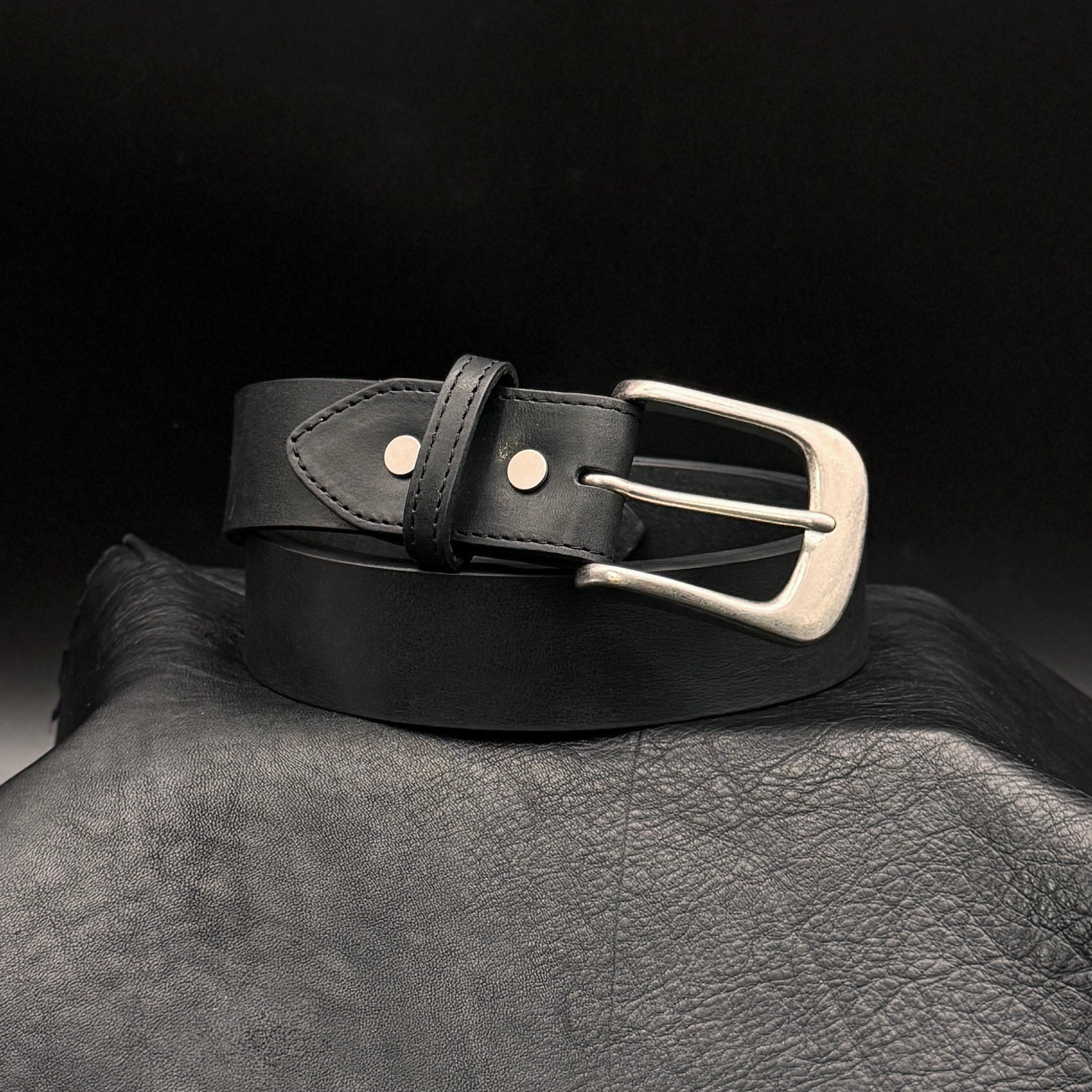 グイディ ステアハイドレザーベルト/ニッケルつや消しバックル-GUIDI