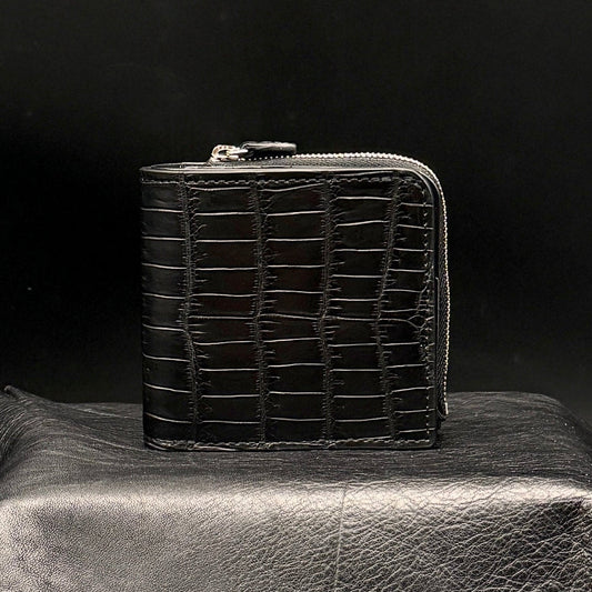 【クロコダイルポロサス】ワニ革二つ折り財布スモール-Small Wallet