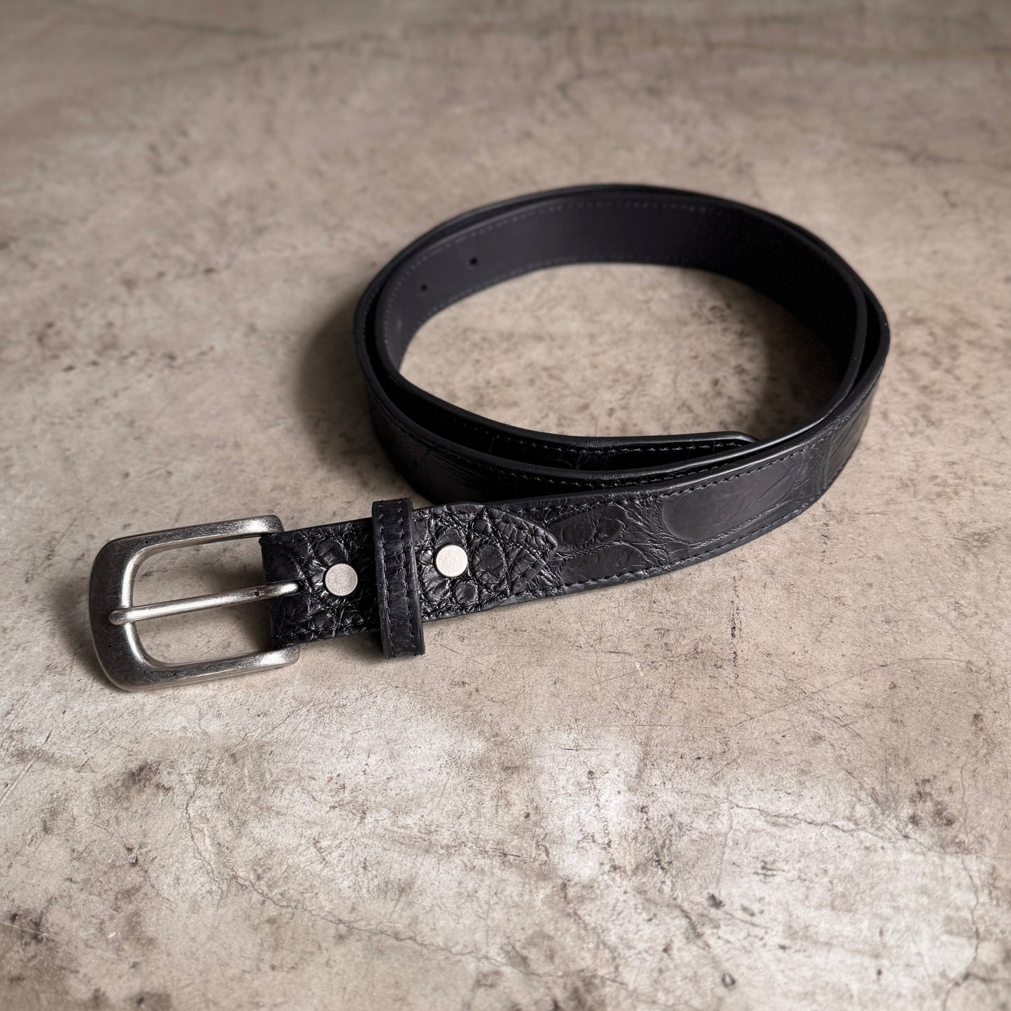 クロコダイル ポロサス レザーベルト/真鍮バックル -Crocodile Porosus Leather Belt-