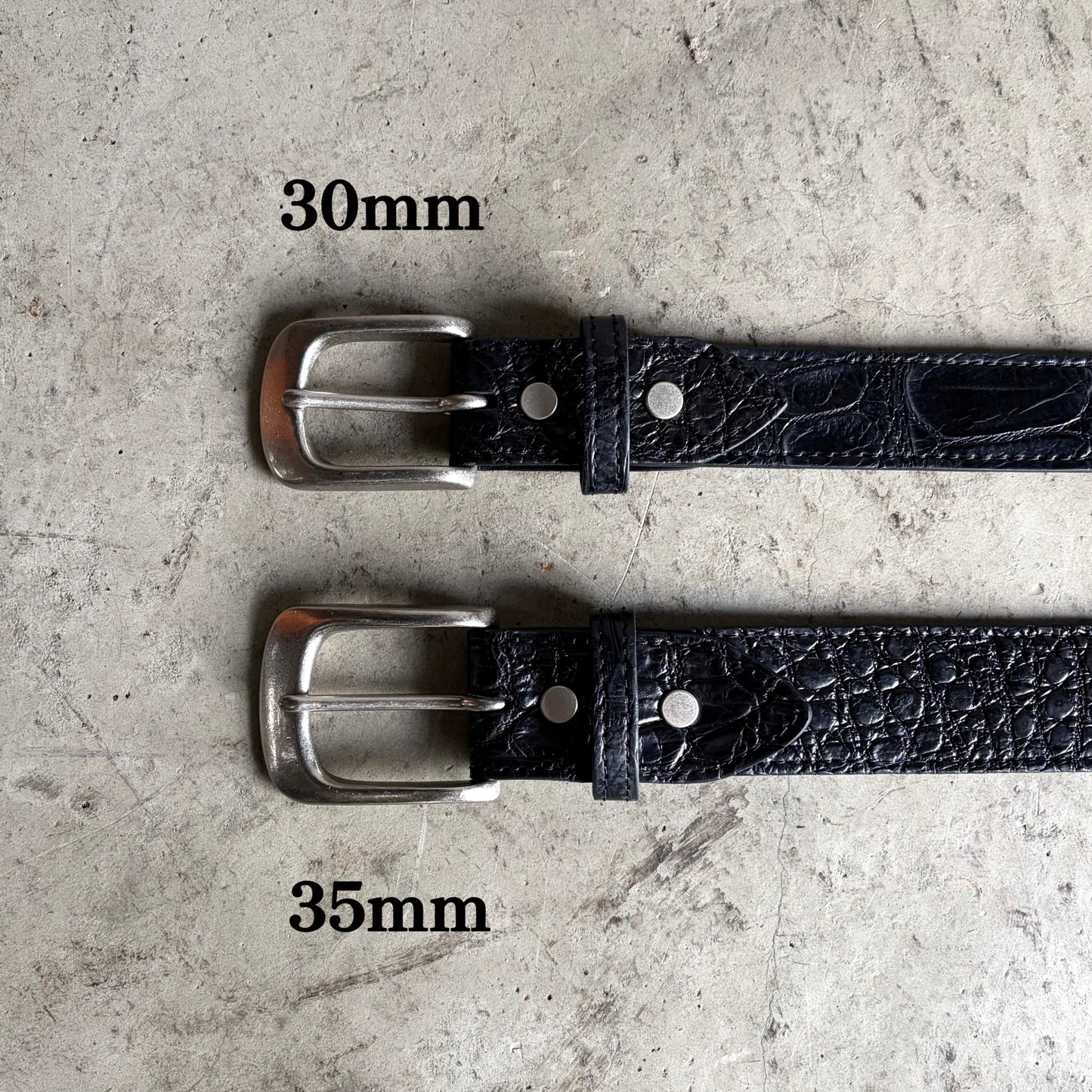 クロコダイル ポロサス レザーベルト/ニッケルつや消しバックル -Crocodile Porosus Leather Belt-