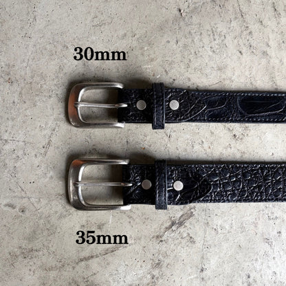 クロコダイル ポロサス レザーベルト/ニッケルつや消しバックル -Crocodile Porosus Leather Belt-