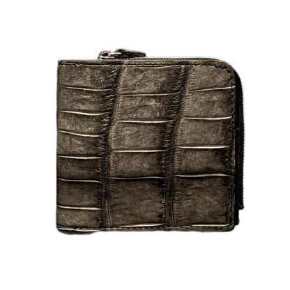【クロコダイルポロサス】ワニ革墨染二つ折り財布スモール-Small Wallet