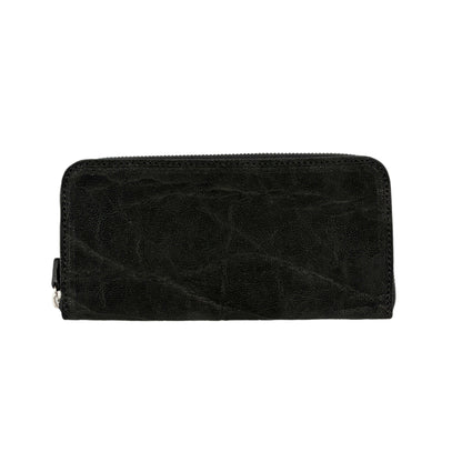 【エレファント】象革ラウンド長財布-Black Elephant Round Wallet