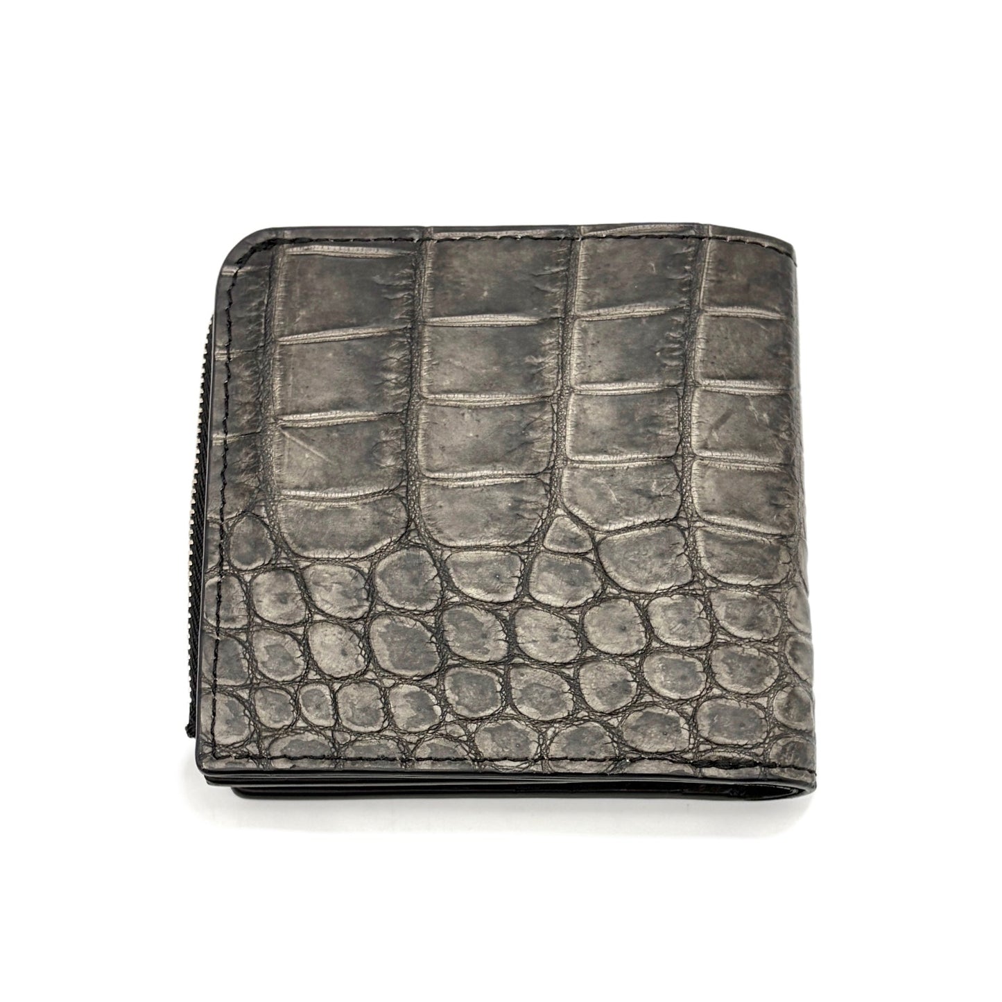 【クロコダイルポロサス】ワニ革墨染二つ折り財布スモール-Small Wallet