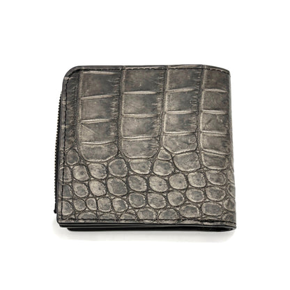 【クロコダイルポロサス】ワニ革墨染二つ折り財布スモール-Small Wallet