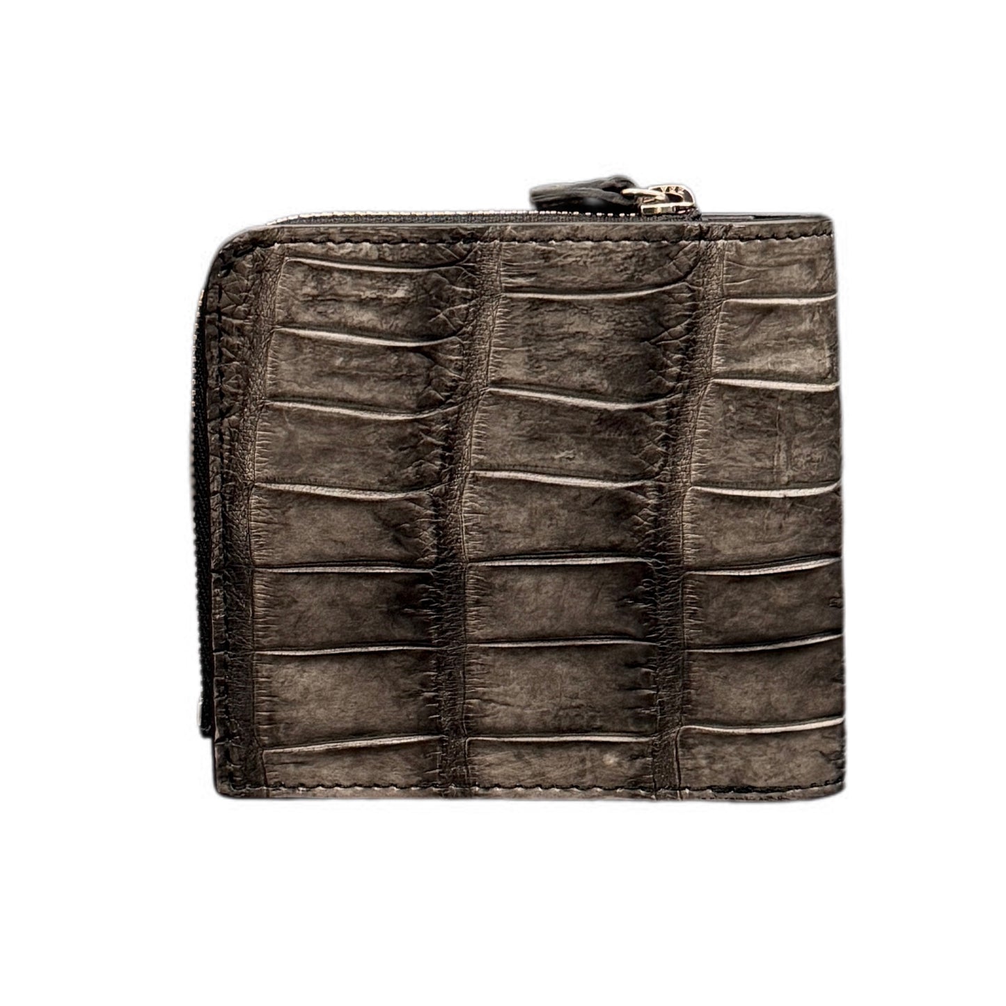 【クロコダイルポロサス】ワニ革墨染二つ折り財布スモール-Small Wallet