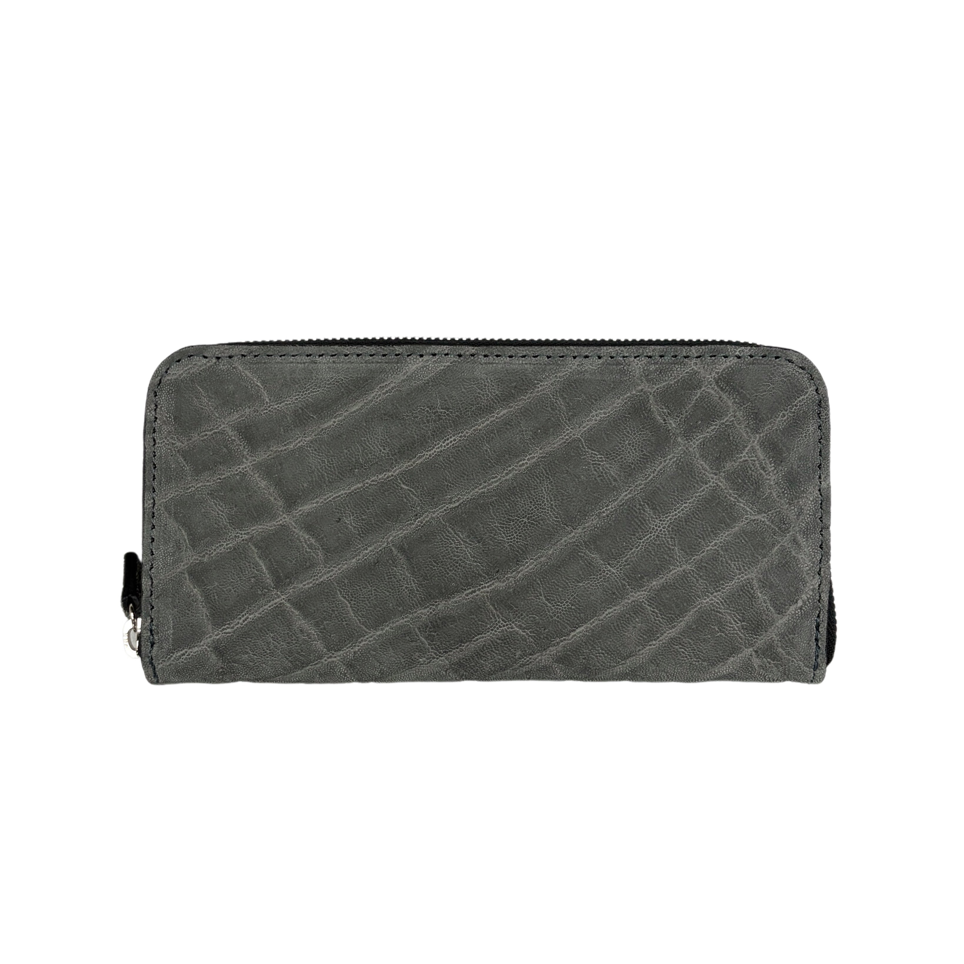 エレファント】象革ラウンド長財布-GRAY Elephant Round Wallet