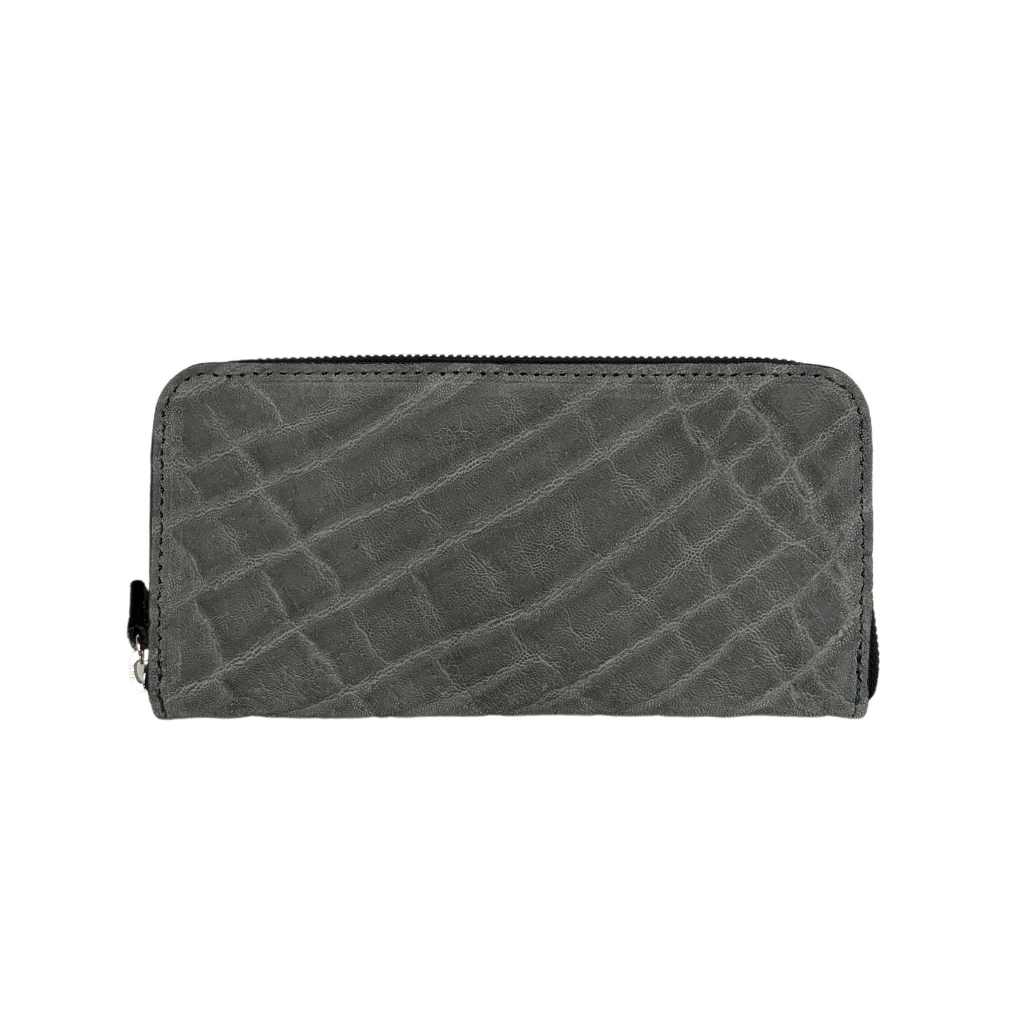 【エレファント】象革ラウンド長財布-GRAY Elephant Round Wallet