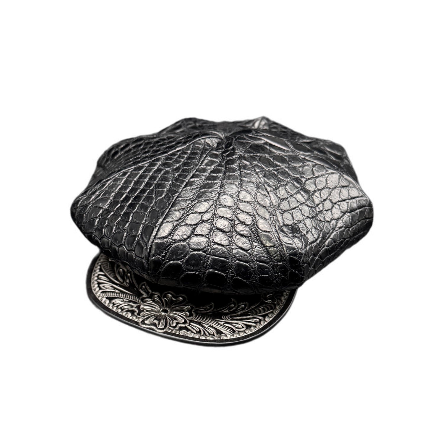 SOTOMI×ATSU CROCODILE POROSUS Casquette "Peanut Flower" PLATINUM【クロコダイル/ポロサス/キャスケット/カービング/プラチナ】