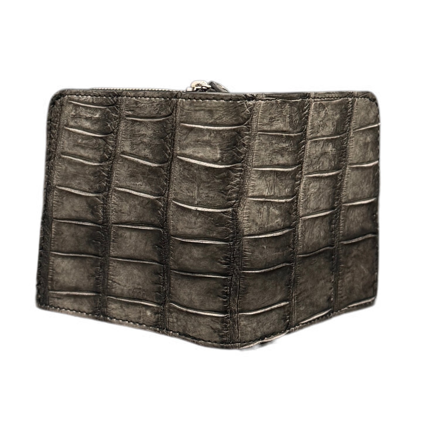 【クロコダイルポロサス】ワニ革墨染二つ折り財布スモール-Small Wallet