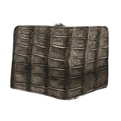 【クロコダイルポロサス】ワニ革墨染二つ折り財布スモール-Small Wallet