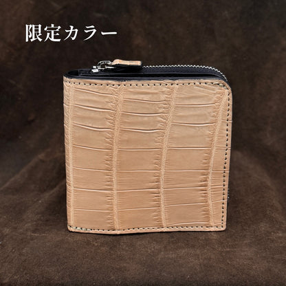 限定カラー【クロコダイル ポロサス】ワニ革ヌメ二つ折り財布スモール-Crocodile Small Wallet