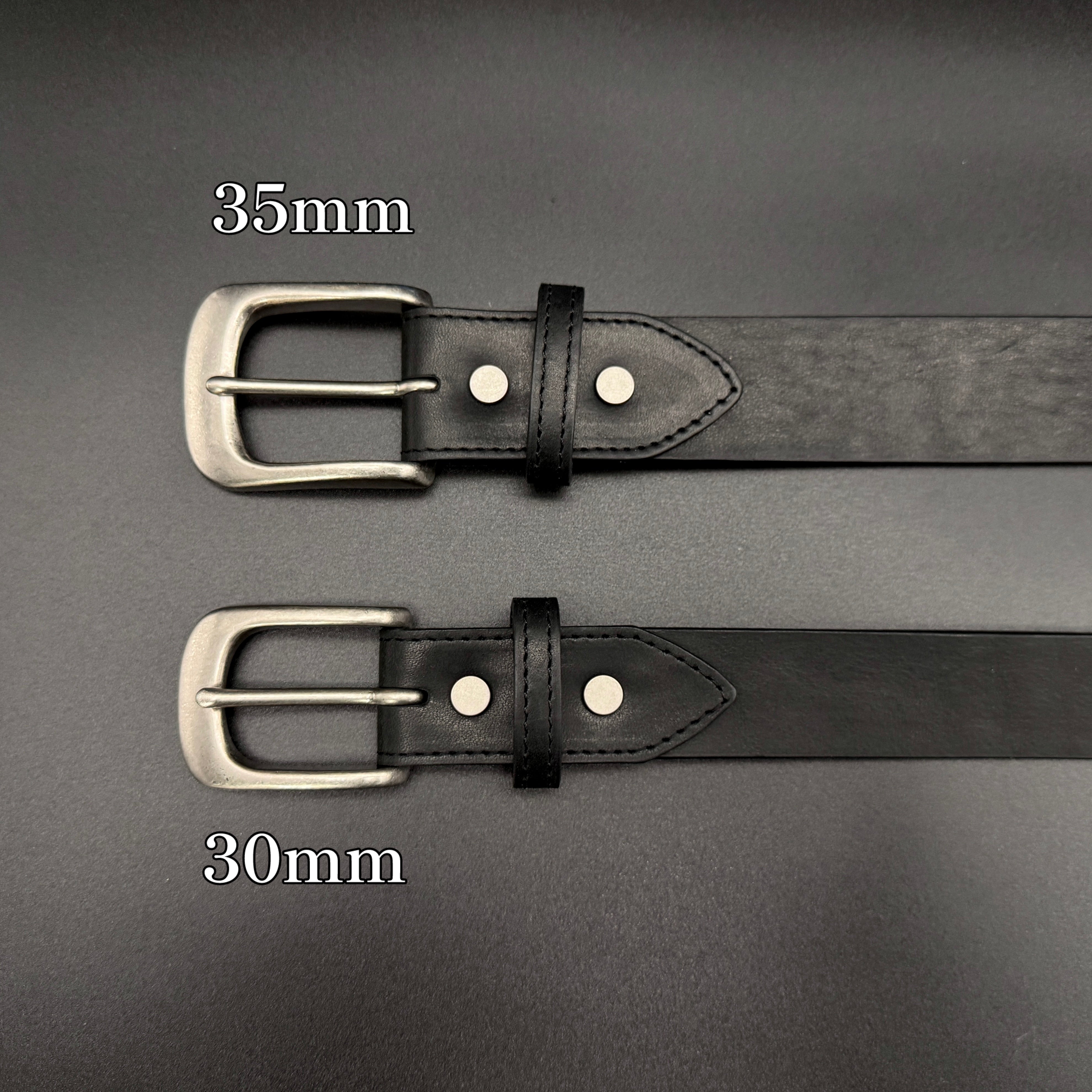 グイディ ステアハイドレザーベルト/ニッケルつや消しバックル-GUIDI