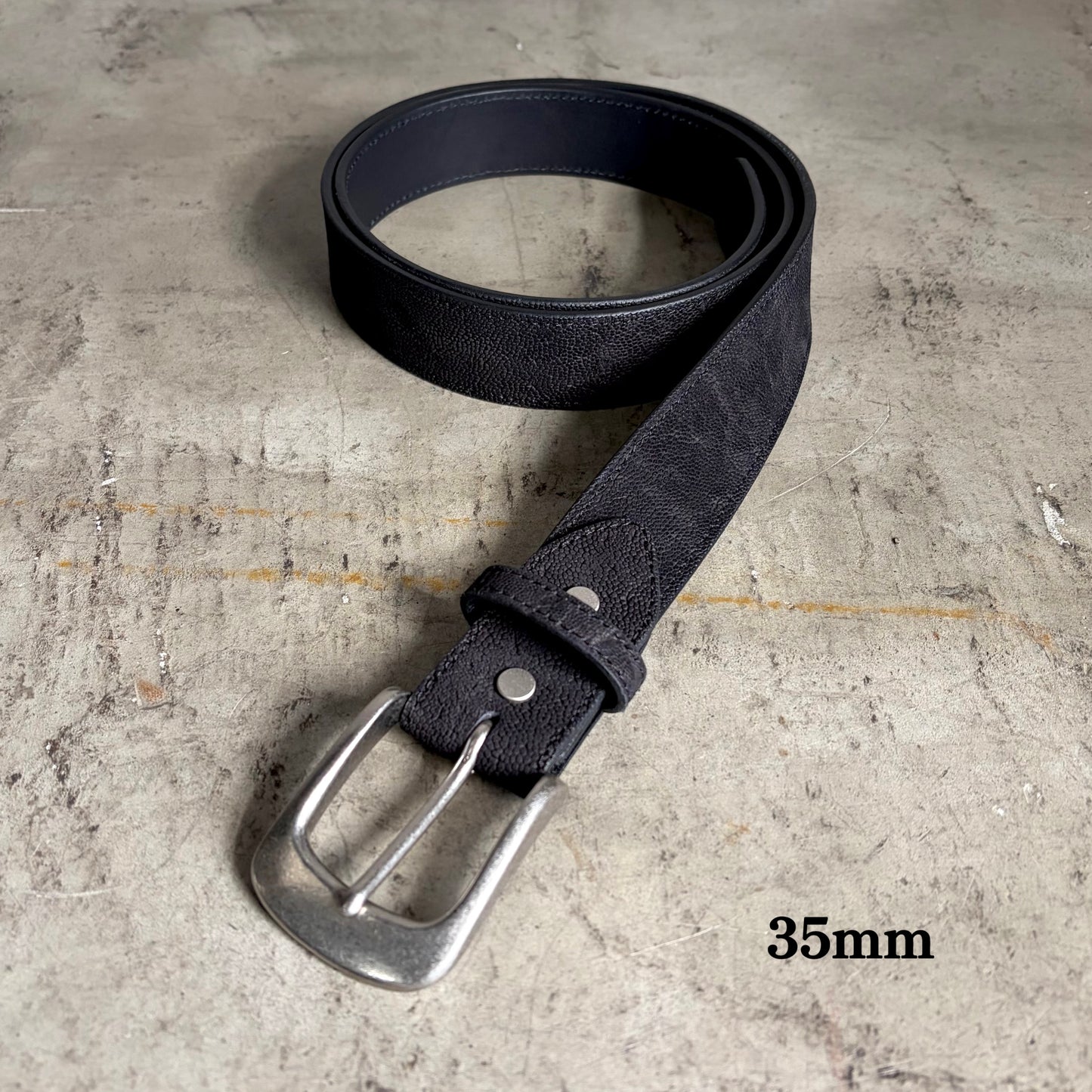 エレファントレザーベルト(象革ベルト)/ニッケルつや消し加工(シルバーカラー)バックル -Elephant Leather Belt-