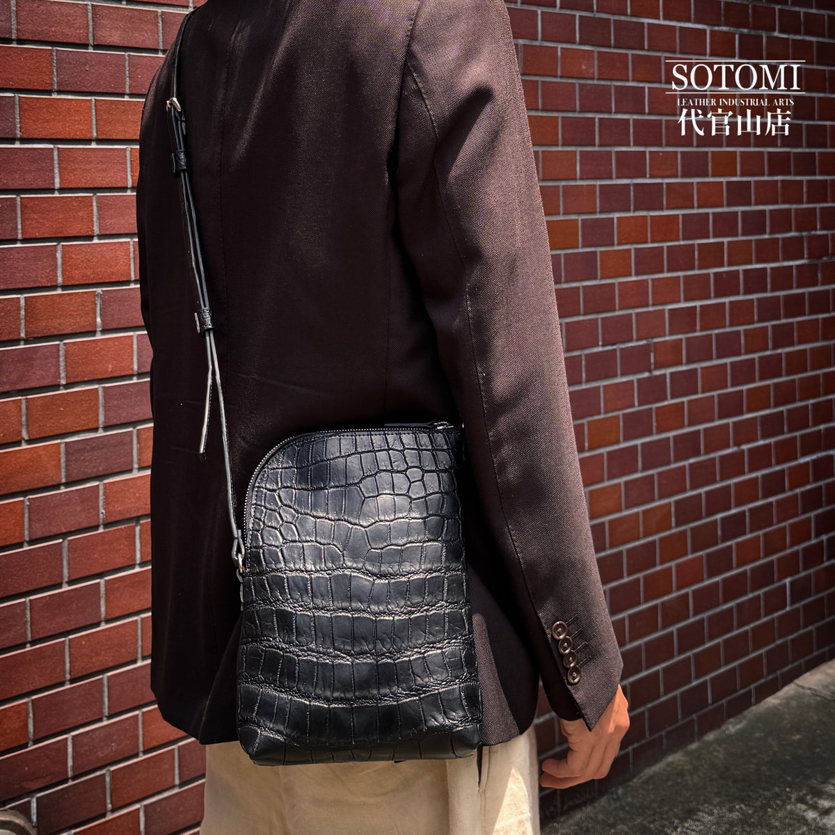 【クロコダイルポロサス】ワニ革ショルダーバッグ- Crocodile Porosus Shoulder Bag