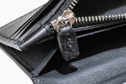 【クロコダイルポロサス】ワニ革二つ折り長財布-Long Wallet